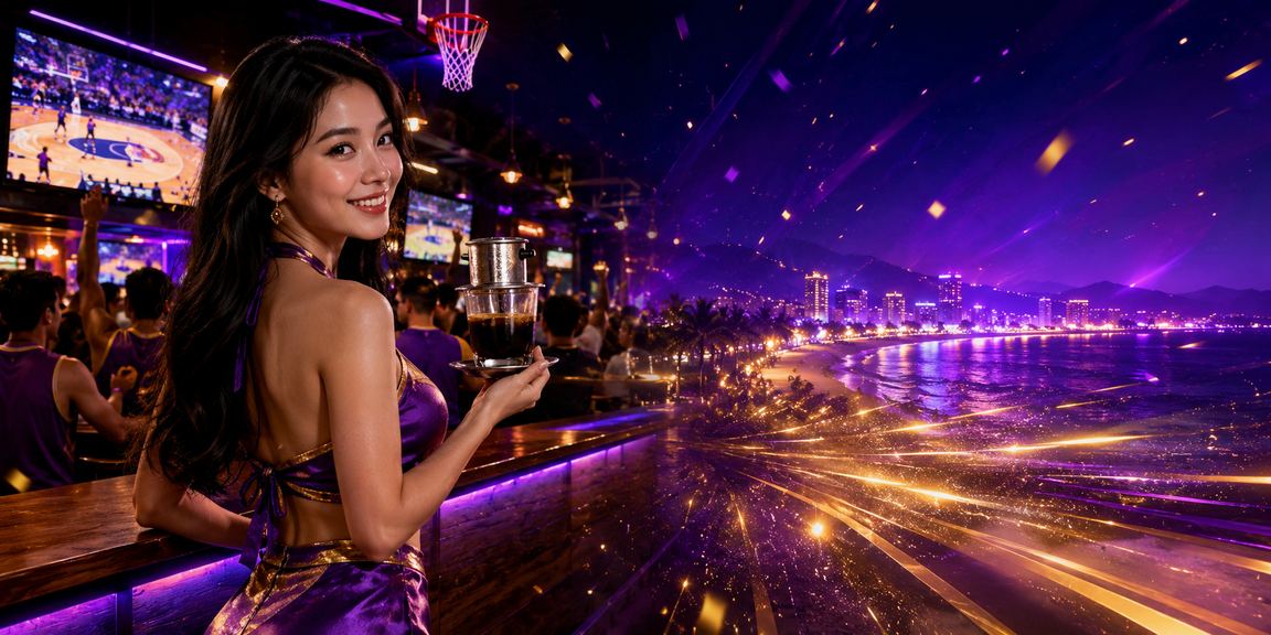 Người chơi theo dõi kết quả cá cược bóng rổ tại quán cà phê Nha Trang